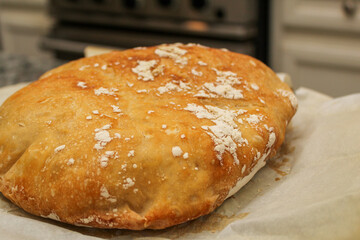 Closeup of Freshly Baked Homemade Bread Loaf