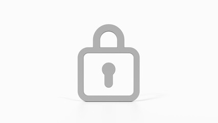 8K Gray 3D Render of Lock Icon with White Background for Security Apps, Privacy Settings, and Data Protection

