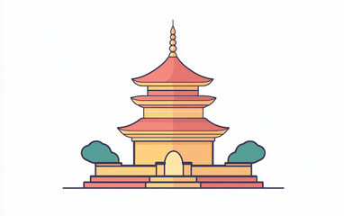 Flat icon illustration of a traditional Buddhist stupa in minimalist vector style isolated on white background PNG