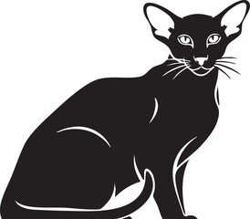 Obraz premium Elegant black siamese cat silhouette sitting attentively silhouette