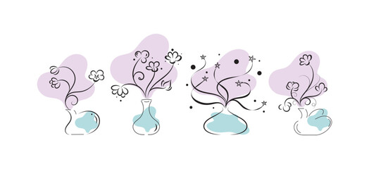 Abstract Magic flower in vase with organic shapes, Fantasy flower.