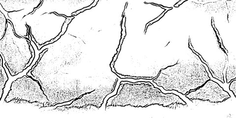 black and white featuring a network of cracks or fissures across a surface texture  creating an abstract and aged feel.