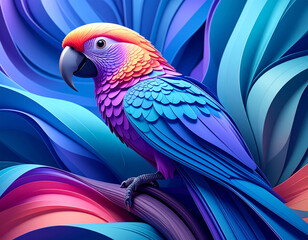 Fototapeta premium Abstract Image of a Colorful Parrot Sitting on a Branch 142