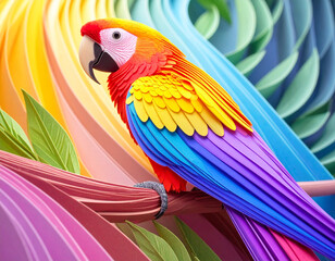 Fototapeta premium Abstract Image of a Colorful Parrot Sitting on a Branch 141
