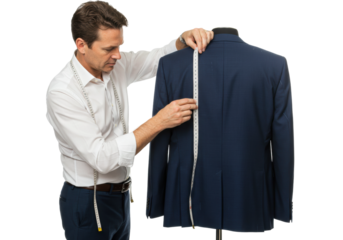 Tailoring action custom suit measurement tailor shop professional fashion studio environment style craftsmanship. Cut out png