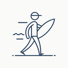
Surfer Carrying Surfboard Line Art Icon | Water Sport Vector
