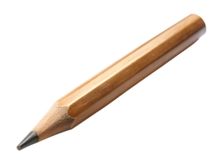 A wooden pencil with a graphite tip, isolated on a transparent background