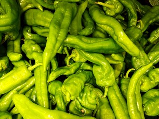 Vegetables. Green peppers. Food background.