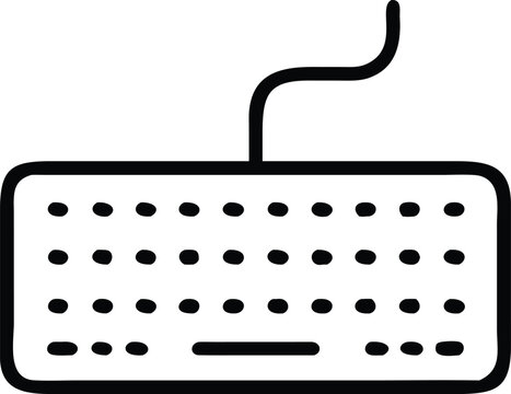 Black keyboard icon with rounded corners and curved cord computer technology