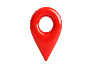 Glossy red location pin icon isolated on transparent background