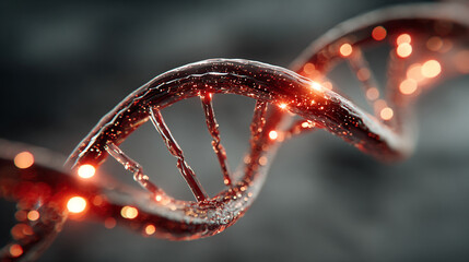 Futuristic holographic DNA double helix model being edited by an AI cursor interface. Neon light effects, 3D biotechnology visualization, and advanced digital genetics concept in a vertical format.

