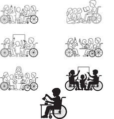 Fototapeta premium Diverse group of people in wheelchairs participating in an outdoor activity together