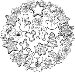 Obraz premium christmas, pattern, flower, vector, floral, design, seamless, vintage, illustration, ornament, decoration, art, wallpaper, nature, decor, texture, element, flowers, mandala, leaf, retro, ornate, lace,