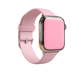 Sleek pink smartwatch mockup with bright display on a white background