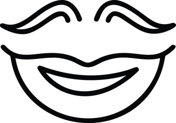Black outline of smiling lips and eyebrows on white background smile mouth