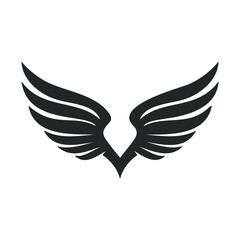 Fototapeta premium Minimalist black wings logo design on white background
