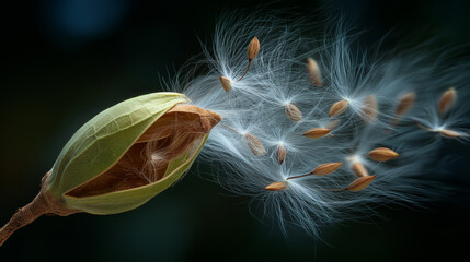 Nature seed dispersal action environments of plants close-up photography dynamic process ethereal atmosphere