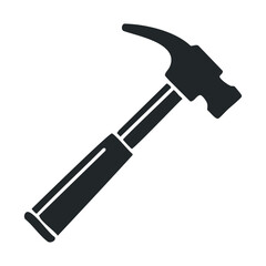 Black silhouette of claw hammer on white background