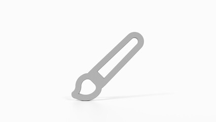 8K Gray 3D Render of Paintbrush Icon with White Background for Graphic Design, Art Apps, and User Interfaces

