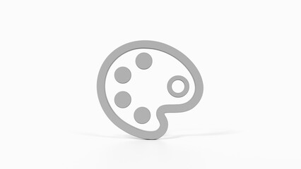 8K Gray 3D Render of Palette Icon with White Background for Art, Design, and Creative Applications

