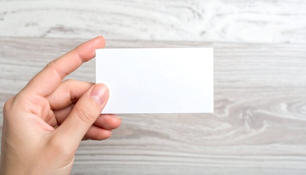 Hand holding blank business card