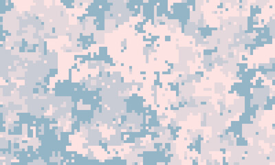 Abstract pastel camouflage pattern. Seamless digital texture in soft pink and blue hues. Ideal for fashion, textile design, or as a background.