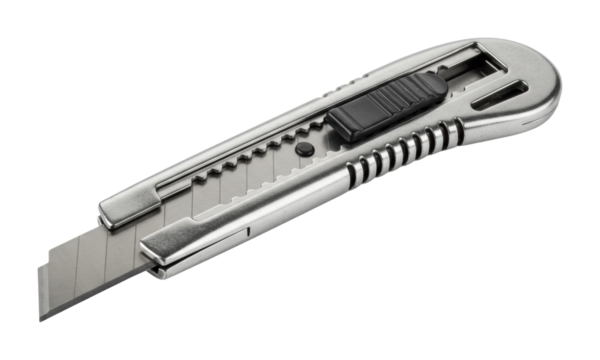 Cutting action with a utility knife workshop setting product clean environment practical tools. Cut out png