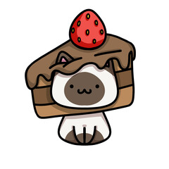 [Dessert Edition] Chocolate cake - Siamese cat