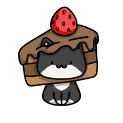 [Dessert Edition] Chocolate cake - Tuxedo cat