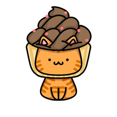 [Dessert Edition] Chocolate cupcake - Ginger cat