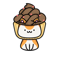 [Dessert Edition] Chocolate cupcake - Ginger cat