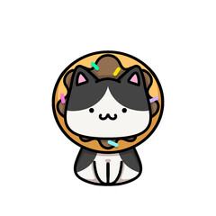 [Dessert Edition] Chocolate glazing donut - Tuxedo cat