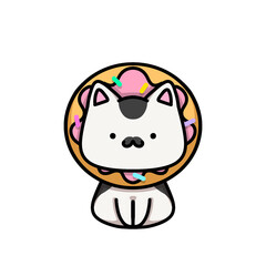 [Dessert Edition] Pink glazing donut - Mustache cat