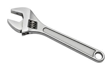 Repair action with adjustable wrench in workshop environment focus on mechanic tool usage. Cut out png