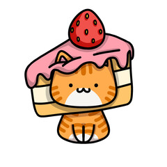 [Dessert Edition] Strawberry short cake - Ginger cat