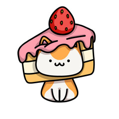 [Dessert Edition] Strawberry short cake - Ginger cat