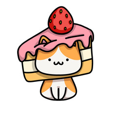 [Dessert Edition] Strawberry short cake - Ginger cat