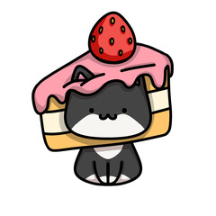 [Dessert Edition] Strawberry short cake - Tuxedo cat
