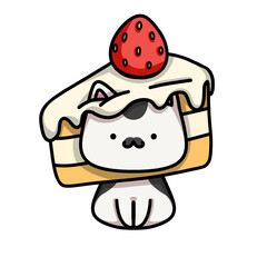 [Dessert Edition] Vanilla cake - Mustache cat