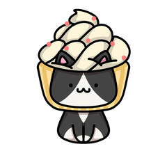 [Dessert Edition] Vanilla cupcake - Tuxedo cat