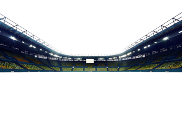 Modern stadium illuminated for soccer isolated on a transparent background