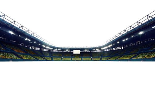 Modern stadium illuminated for soccer isolated on a transparent background