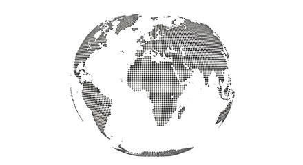 Illustration of stylized illustration of planet earth with a grid pattern, representing global connections and data, isolated on transparent background