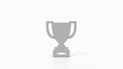 8K Gray 3D Render of Trophy Icon with White Background for Achievement, Awards, and User Interfaces

