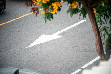 Directional Arrow on Paved Road Surface