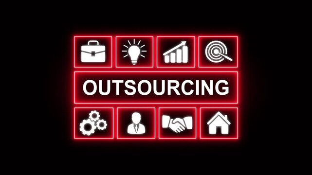 Business, Technology, Internet and network concept. Outsourcing human resources. Outsourcing is the practice of delegating certain business processes or tasks to external companies