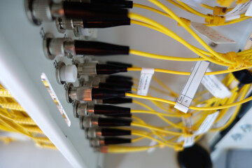 Detailed View of Network Cable Connections