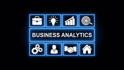 Business analytics concept. Business analytics is the process of using data analysis, statistical models, and digital tools to make informed business decisions, identify trends, - Powered by Adobe