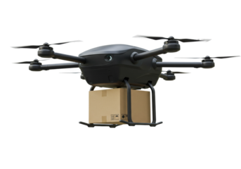 Drone delivery service urban area technology images aerial modern logistics concept. Cut out png