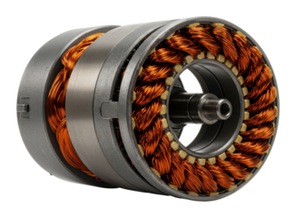 Electric motor inner workings industrial setting technical environment detailed engineering concept. Cut out png